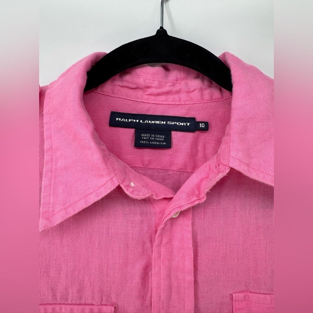 Women Ralph Lauren Sport Pink Linen Shirt 3/4 Sleeves - Picture 2 of 5